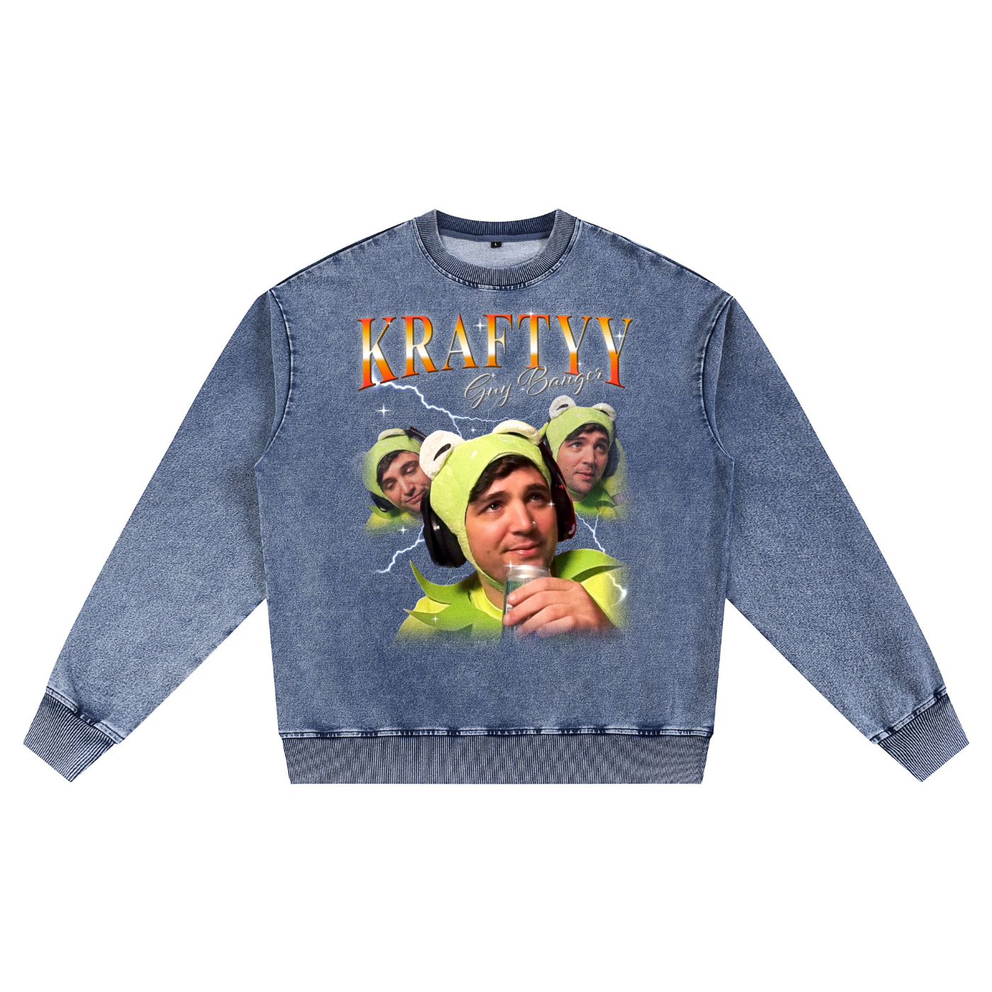 Snow Wash Oversized Crewneck Sweatshirt