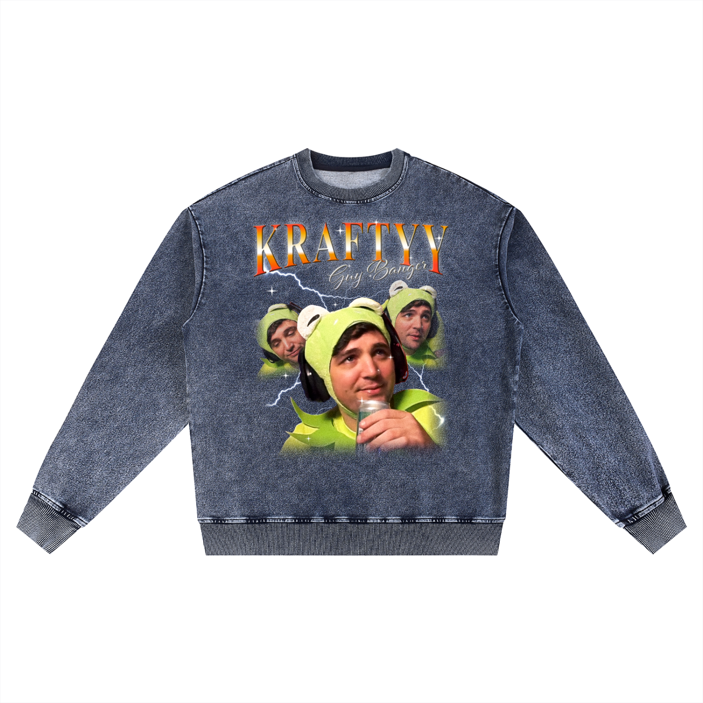 Snow Wash Oversized Crewneck Sweatshirt