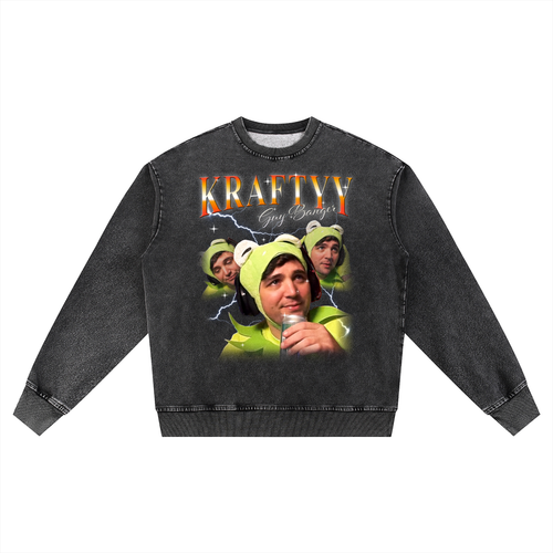 Snow Wash Oversized Crewneck Sweatshirt